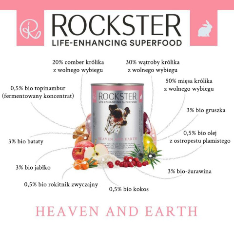 Rockster Heaven and Earth królik z wolnego wybiegu 400g Rockster Heaven and Earth królik z wolnego wybiegu 400g